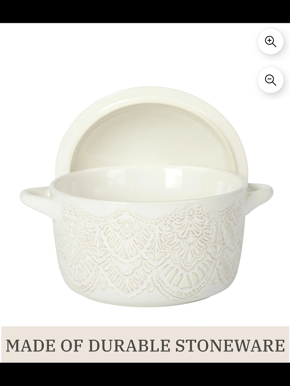 The Pioneer Woman Cream Embossed Ceramic Covered Casserole Dish - Picture 4 of 4